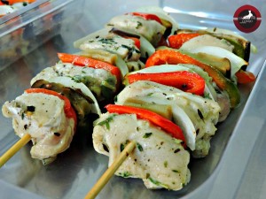 Pinchos de carne de conejo